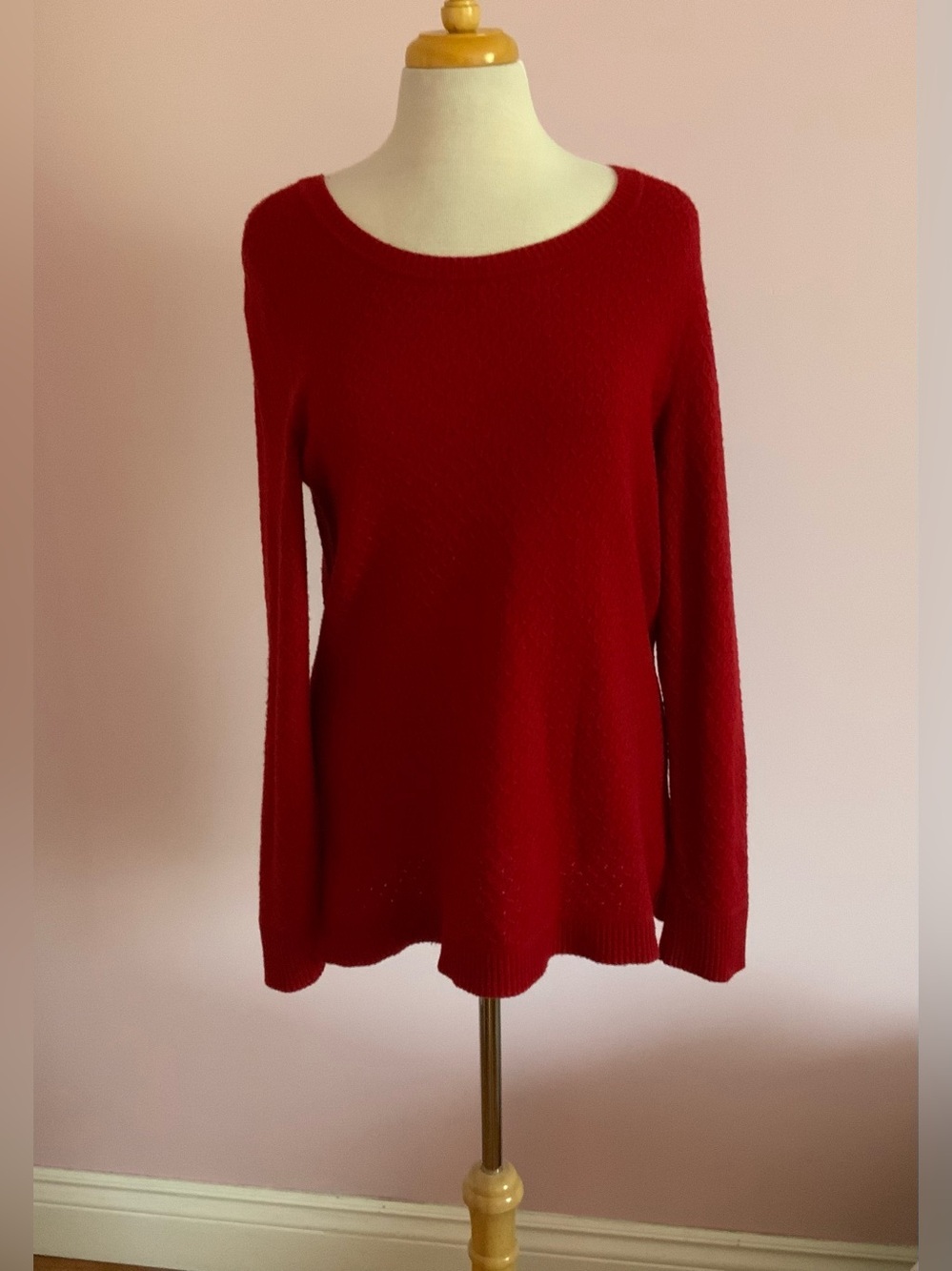 Talbots Red Scoop Neck Knit Sweater